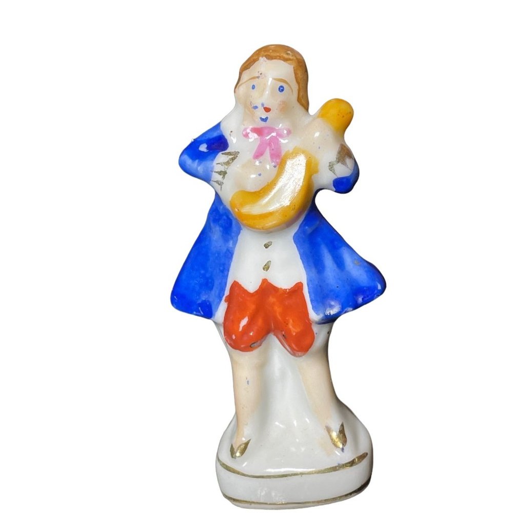 Vintage Occupied Japan Ceramic Figurine Figure Hand Painted Man Musician Gold